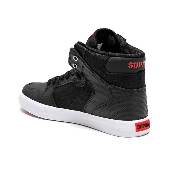 SUPRA VAIDER BLACK, WHITE & RED TUF SKATE SHOES NEW WITH BOX - Picture 2 of 10